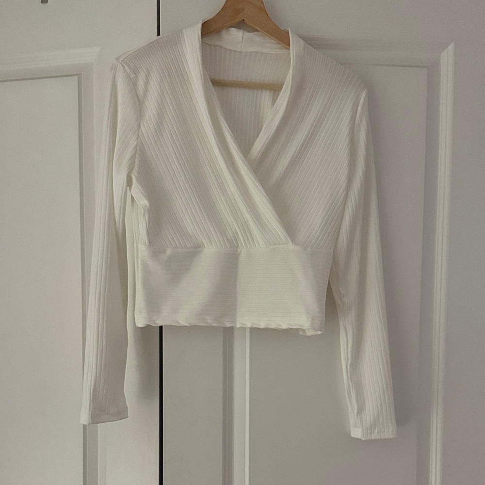 Amazon White Wrap Blouse